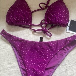VIX Paula Hermanny Bikini. Sz medium. NWT. Purple with gold  dots